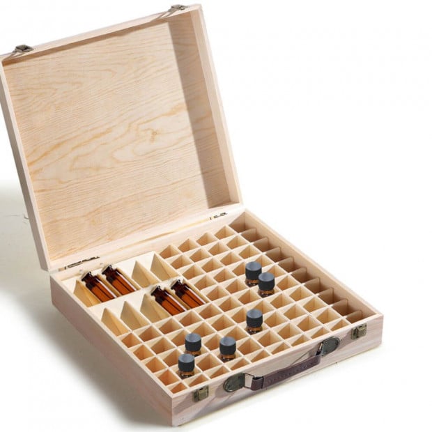 Essential Oil Storage Box Wooden 85 Slots Aromatherapy Container Case