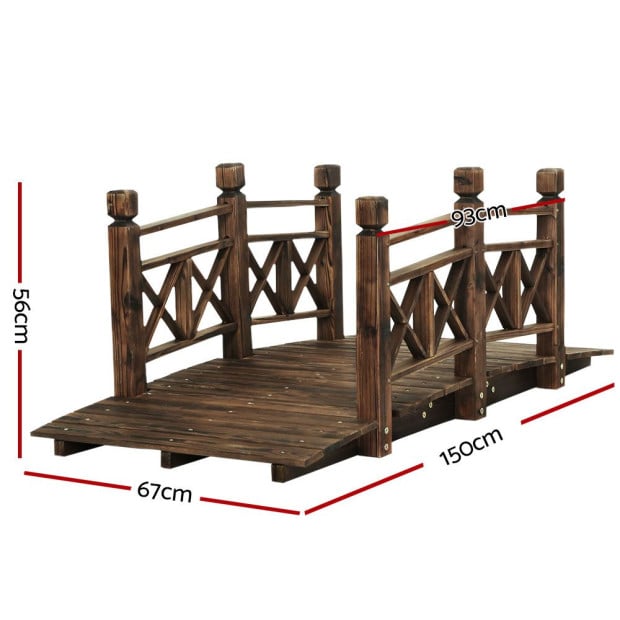 Garden Ornaments Wooden Rustic Bridge Decor Outdoor Decoration Yard Image 2