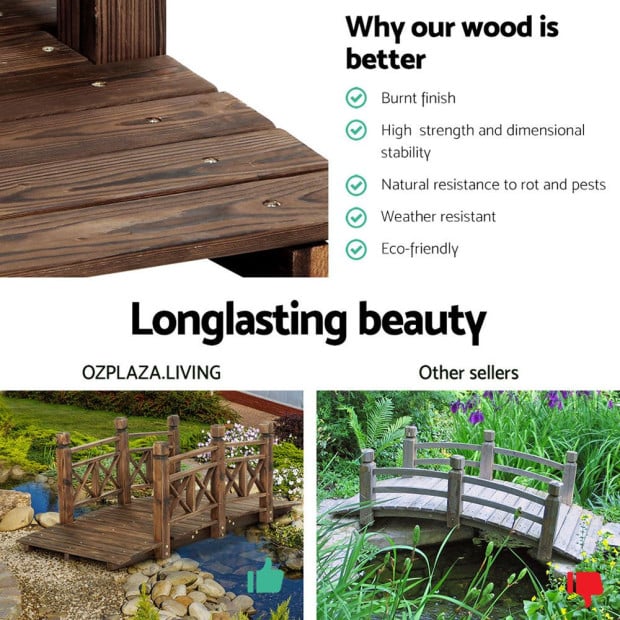 Garden Ornaments Wooden Rustic Bridge Decor Outdoor Decoration Yard Image 7
