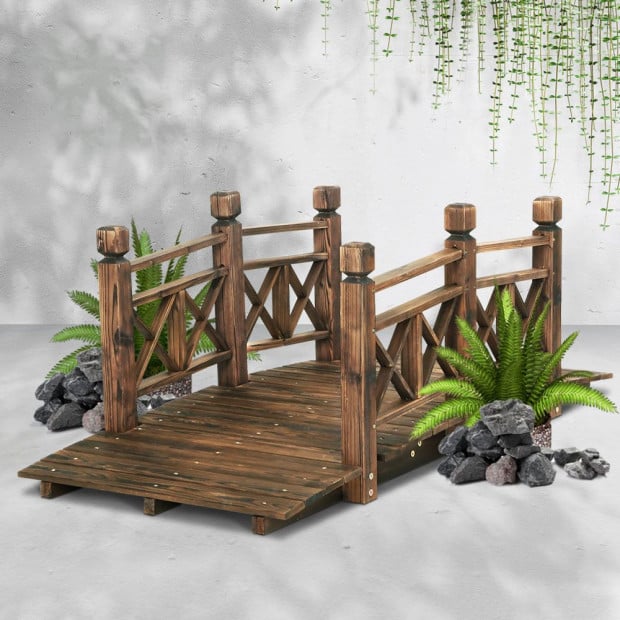 Garden Ornaments Wooden Rustic Bridge Decor Outdoor Decoration Yard Image 8