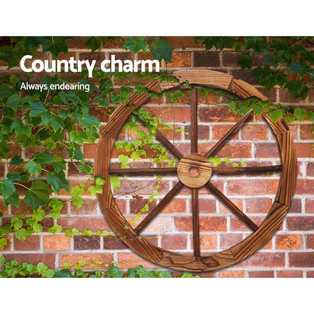 Decorative Garden Wooden Wagon Wheel Image 2