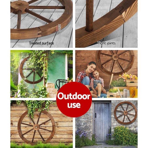 Decorative Garden Wooden Wagon Wheel Image 5