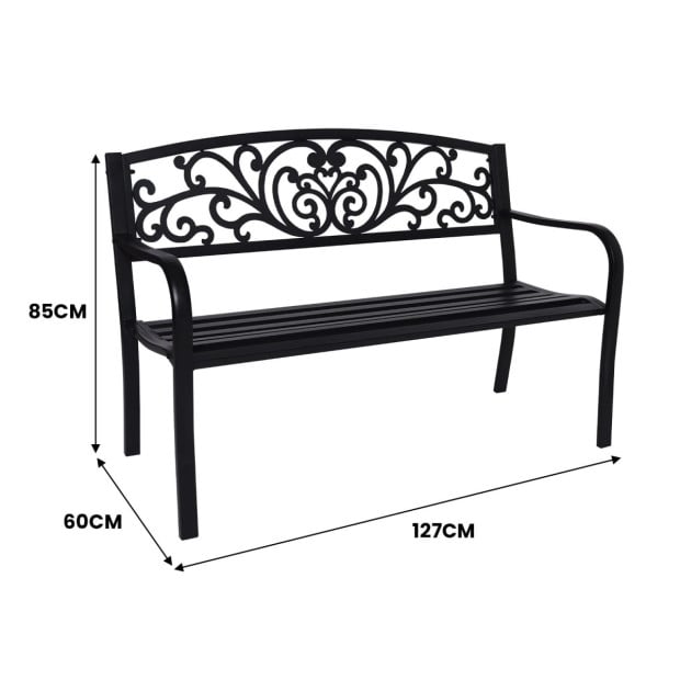 Wallaroo Steel Outdoor Garden Bench - Floral Image 3