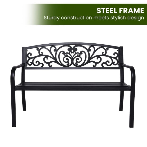 Wallaroo Steel Outdoor Garden Bench - Floral Image 7