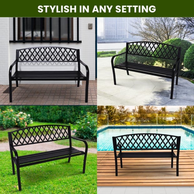 Wallaroo Steel Outdoor Garden Bench - Diamond Image 13