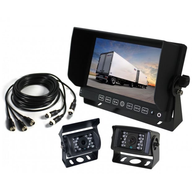 Elinz 7in Monitor Caravan 2 Cameras System Reversing Ccd 4pin