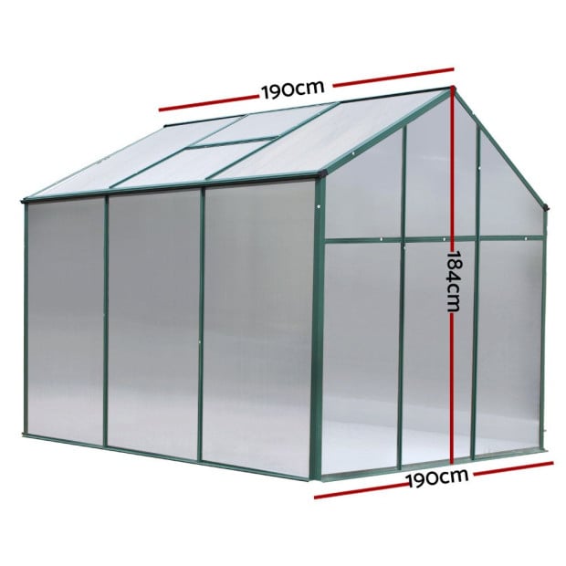 Greenfingers Greenhouse Aluminum Garden Shed Polycarbonate 1.9x1.9m Image 2