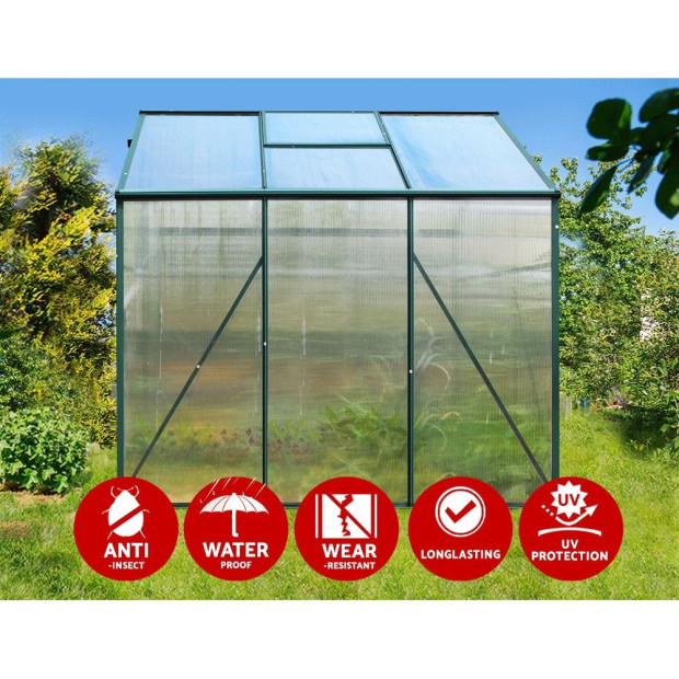 Greenfingers Greenhouse Aluminum Garden Shed Polycarbonate 1.9x1.9m Image 5