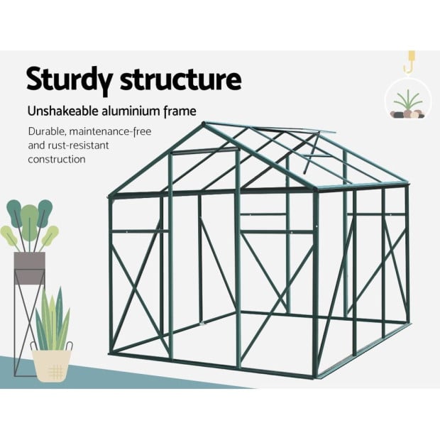 Greenfingers Greenhouse Aluminum Garden Shed Polycarbonate 1.9x1.9m Image 7