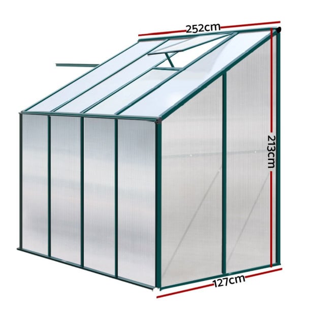 Greenfingers Greenhouse Aluminium Garden Polycarbonate 2.52x1.27m Image 2