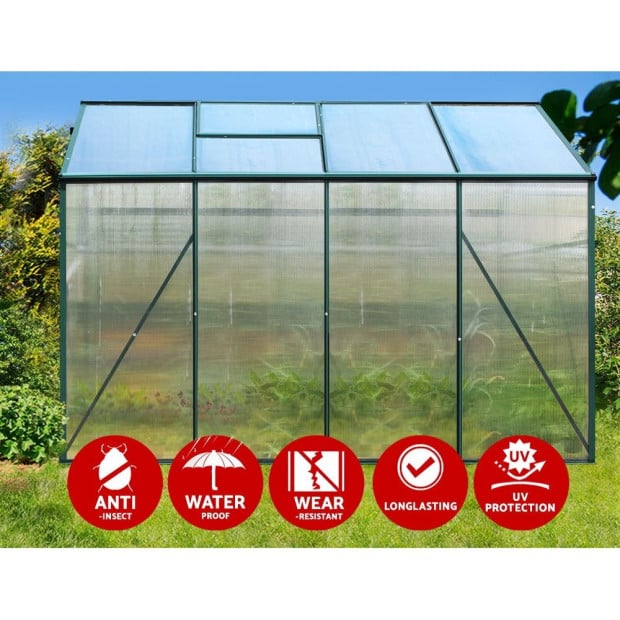 Greenfingers Aluminum Greenhouse Garden Shed Polycarbonate 2.52x1.9m Image 5