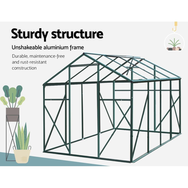 Greenfingers Aluminum Greenhouse Garden Shed Polycarbonate 2.52x1.9m Image 7