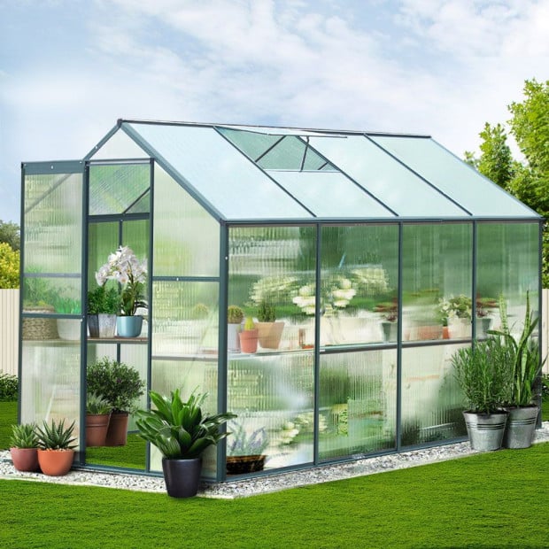 Greenfingers Aluminum Greenhouse Garden Shed Polycarbonate 2.52x1.9m Image 8