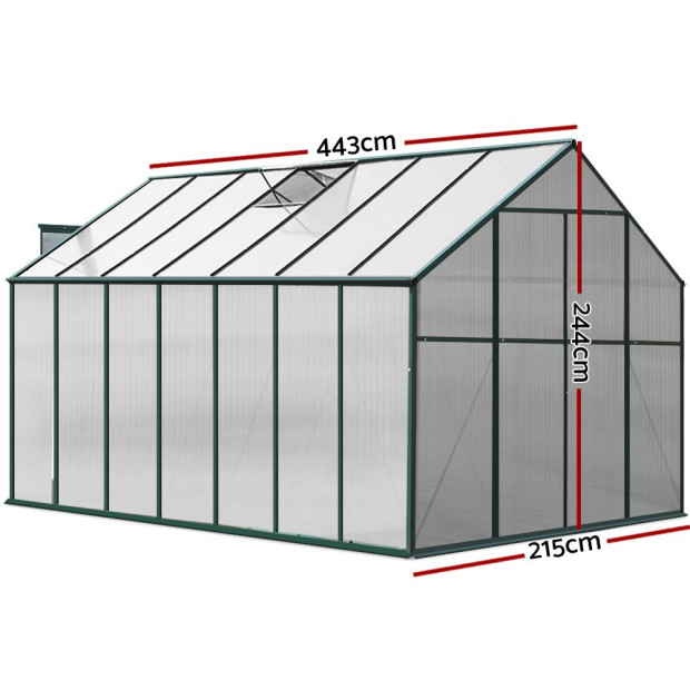 Greenfingers Aluminium Greenhouse Garden Polycarbonate 4.43x2.44m Image 2