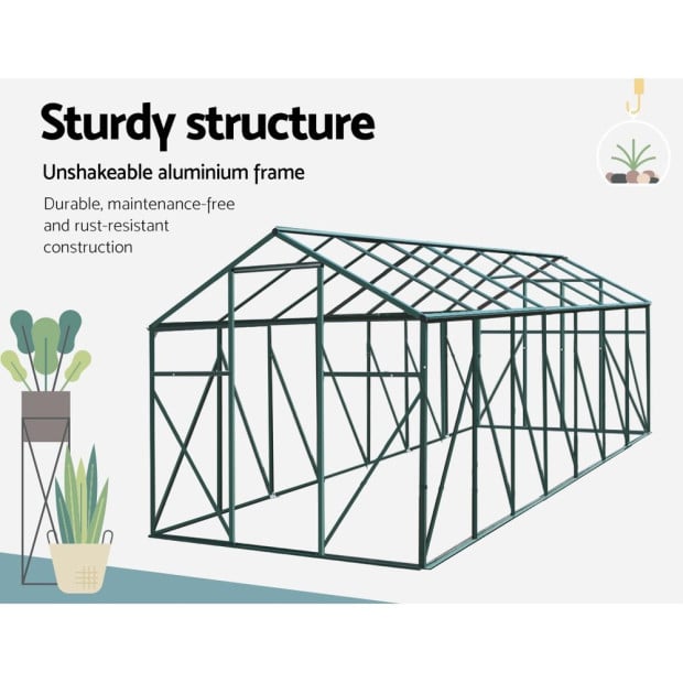 Greenfingers Aluminium Greenhouse Garden Polycarbonate 4.43x2.44m Image 7
