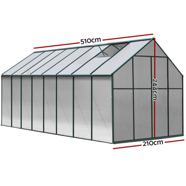 Greenfingers Aluminium Greenhouse Polycarbonate Garden Shed 5.1x2.44m Image 2