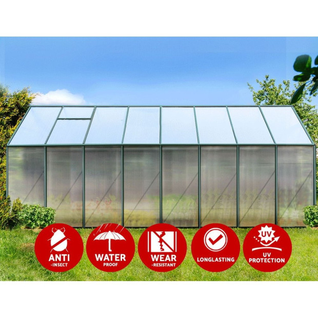 Greenfingers Aluminium Greenhouse Polycarbonate Garden Shed 5.1x2.44m Image 5