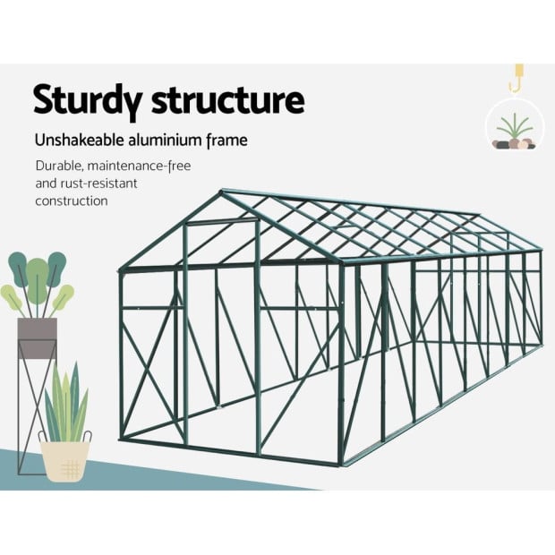 Greenfingers Aluminium Greenhouse Polycarbonate Garden Shed 5.1x2.44m Image 7