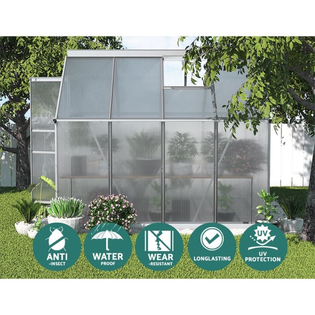 Greenfingers Greenhouse Aluminium Polycarbonate Garden Shed 2.4x1.9m Image 5