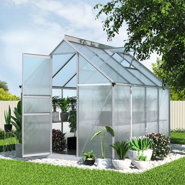Greenfingers Greenhouse Aluminium Polycarbonate Garden Shed 2.4x1.9m Image 8