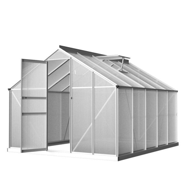 Greenfingers Greenhouse Aluminium Polycarbonate Garden Shed 3x2.5m 302x250x195 cm