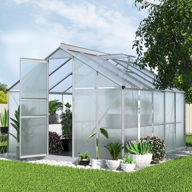 Greenfingers Greenhouse Aluminium Polycarbonate Garden Shed 3x2.5m 302x250x195 cm Image 8