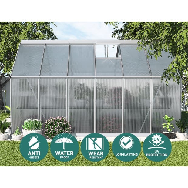 Greenfingers Greenhouse Aluminium Garden Shed Polycarbonate 3.6x2.5m Image 5