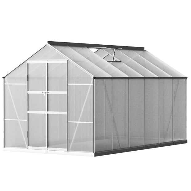 Greenfingers Aluminium Greenhouse Garden Shed Polycarbonate 3.7x2.5m