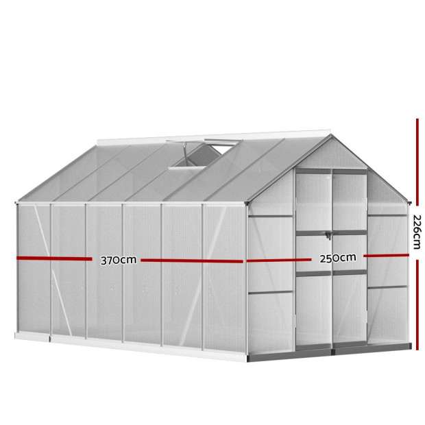 Greenfingers Aluminium Greenhouse Garden Shed Polycarbonate 3.7x2.5m Image 2