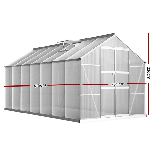 Greenfingers Greenhouse Aluminium Garden Shed Polycarbonate 4.1x2.5m Image 2