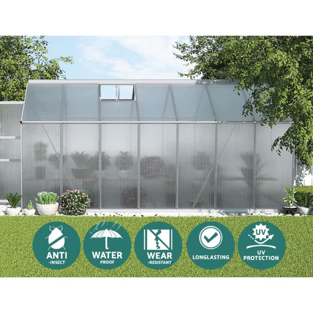 Greenfingers Greenhouse Aluminium Garden Shed Polycarbonate 4.1x2.5m Image 5