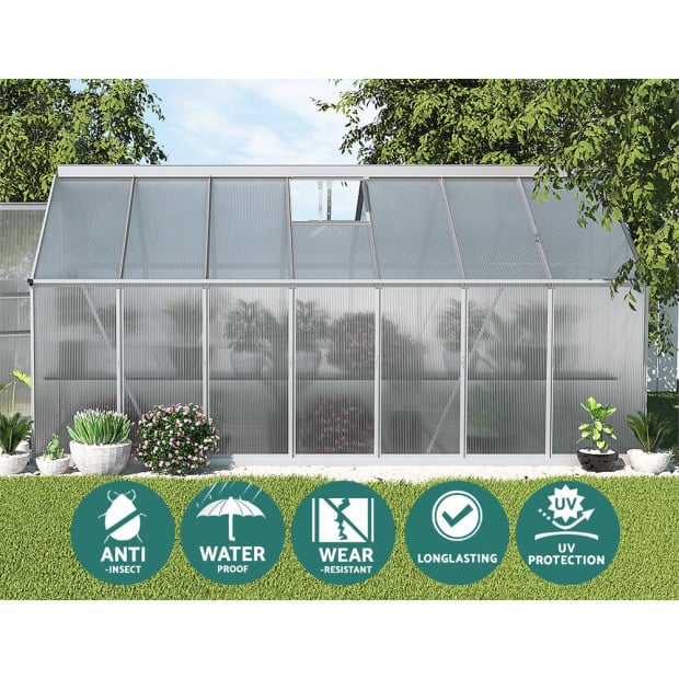 Greenfingers Greenhouse Aluminium Polycarbonate Garden Shed 4.2x2.5m Image 5