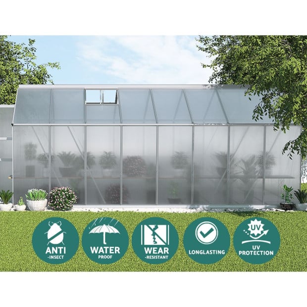 Greenfingers Aluminium Greenhouse Polycarbonate Garden Shed 4.7x2.5m Image 5
