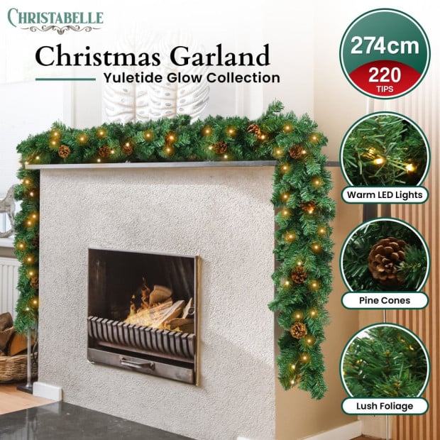 Christabelle Yuletide Glow Prelit Christmas Garland - 274cm