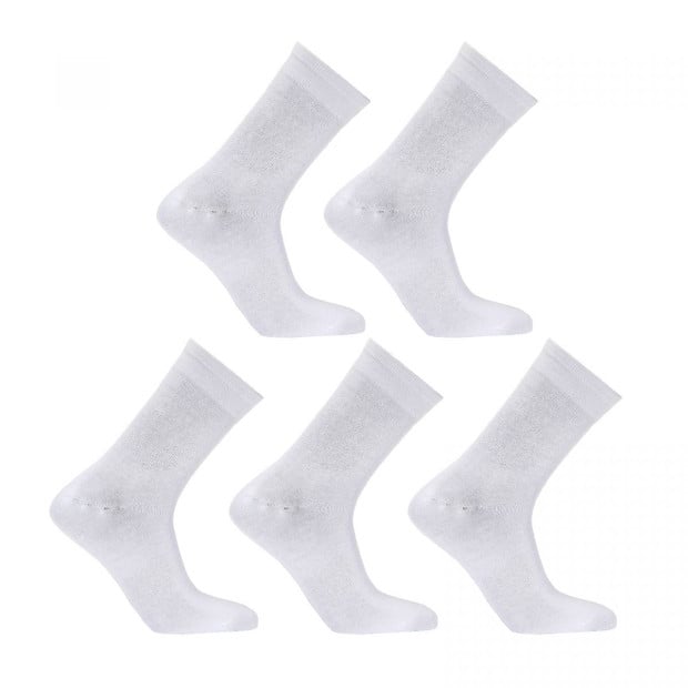 5x Medium 3D Seamless Crew Socks - White