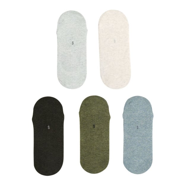 5x Large Daily No Show Socks - Multi Colour