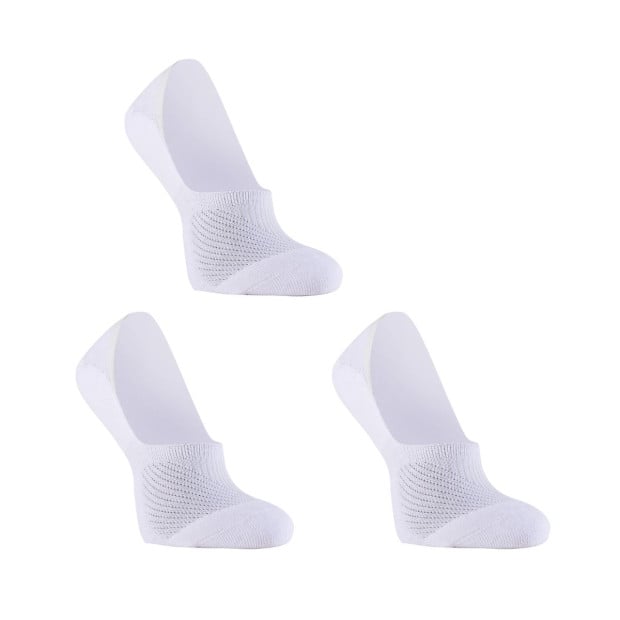 3x Small Cushion No Show Socks - White