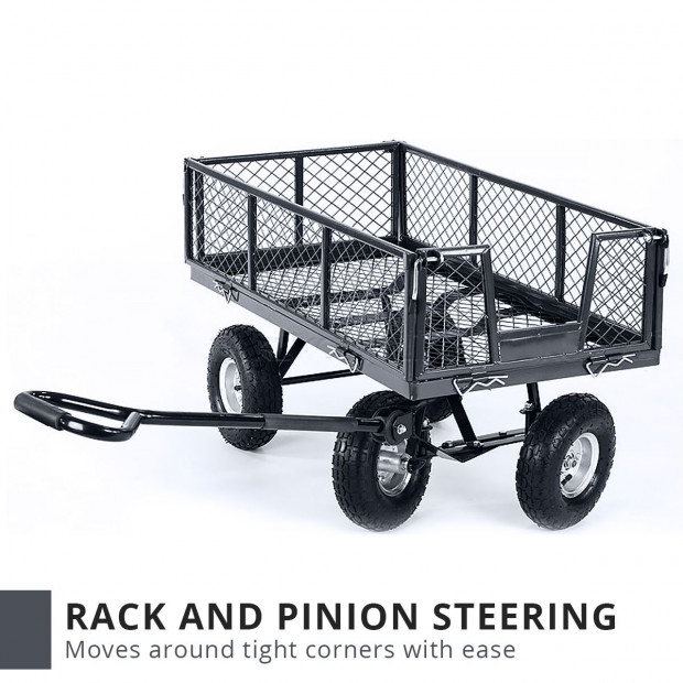 Garden Cart with Mesh Liner Lawn Folding Trolley Dark Grey