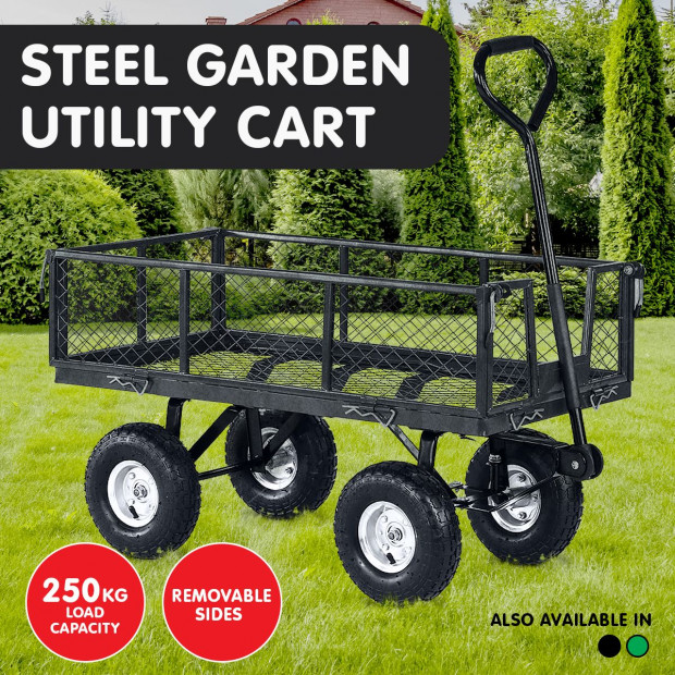 Garden Cart with Mesh Liner Lawn Folding Trolley Dark Grey