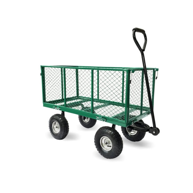 Steel Mesh Garden Trolley Cart - Green Image 2