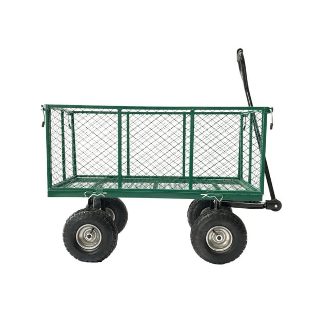 Steel Mesh Garden Trolley Cart - Green Image 4
