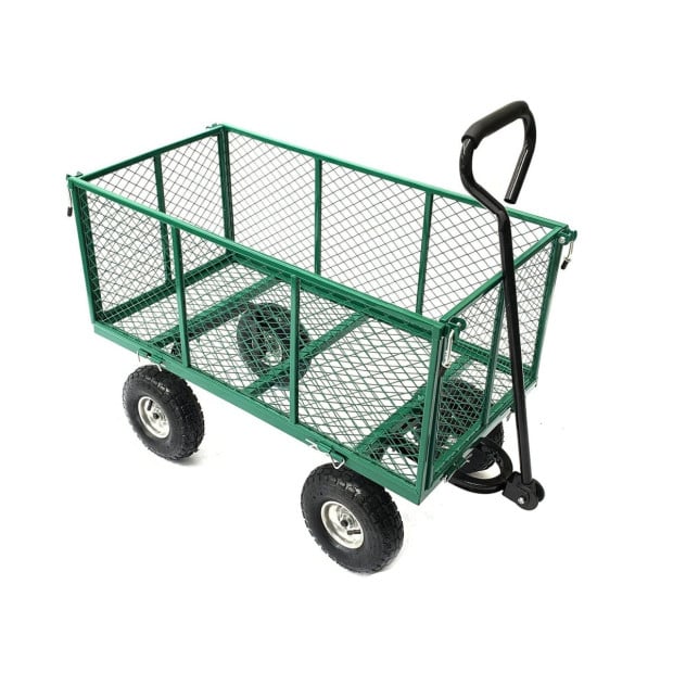 Steel Mesh Garden Trolley Cart - Green Image 5