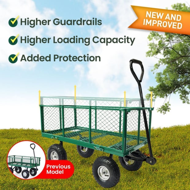 Steel Mesh Garden Trolley Cart - Green Image 6