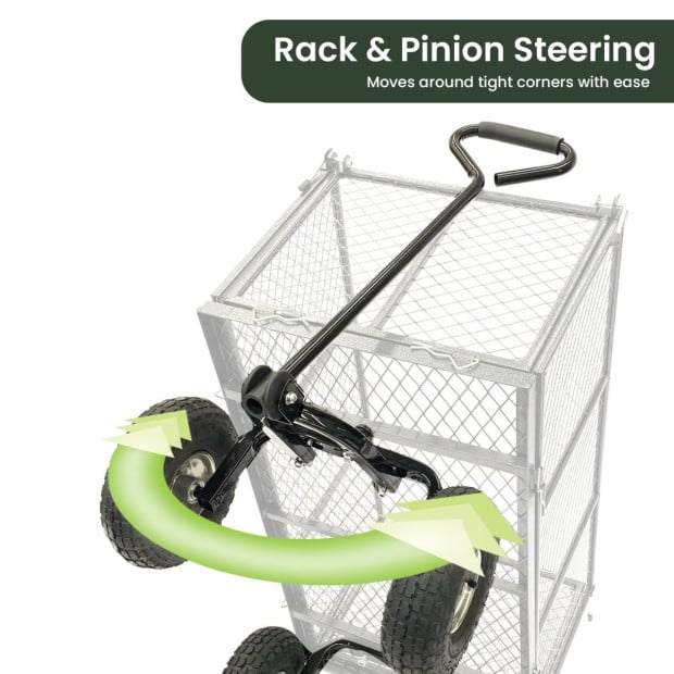 Steel Mesh Garden Trolley Cart - Green Image 7