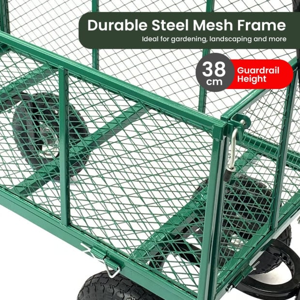Steel Mesh Garden Trolley Cart - Green Image 9