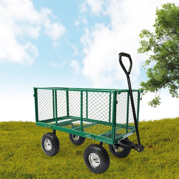 Steel Mesh Garden Trolley Cart - Green Image 10