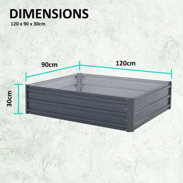 2X Raised Garden Bed Rectangular 120 x 90 x 30cm - GREY Image 6