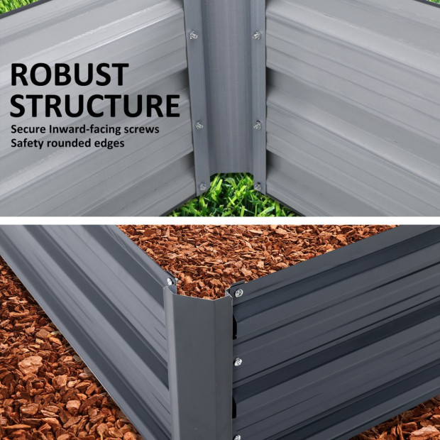 2X Raised Garden Bed Rectangular 150 x 90 x 30cm - GREY Image 2