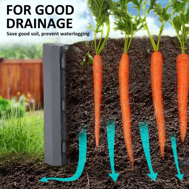 2X Raised Garden Bed Rectangular 150 x 90 x 30cm - GREY Image 3
