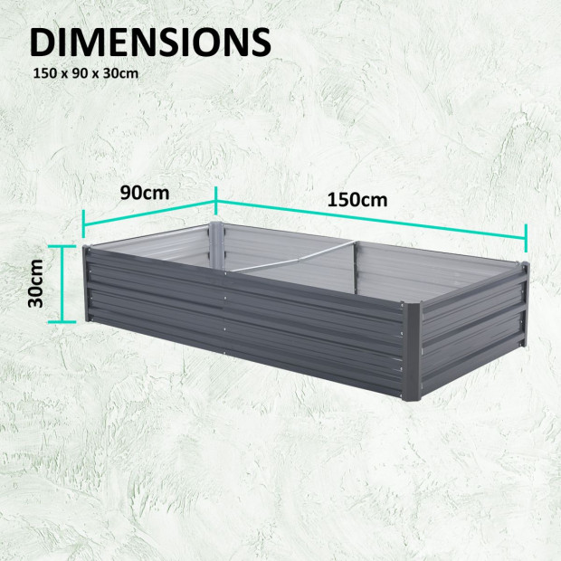 2X Raised Garden Bed Rectangular 150 x 90 x 30cm - GREY Image 7